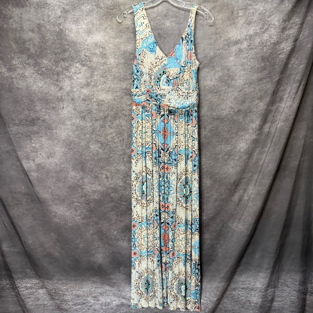 Plenty by Tracy Reese Blue Mandala Medallion Tile Print Maxi Dress Size M Boho